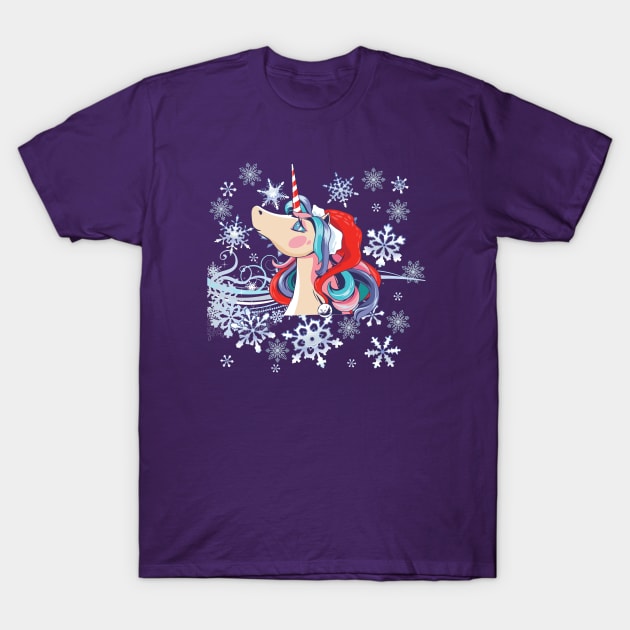 Beautiful Christmas Unicorn T-Shirt by Jane Winter